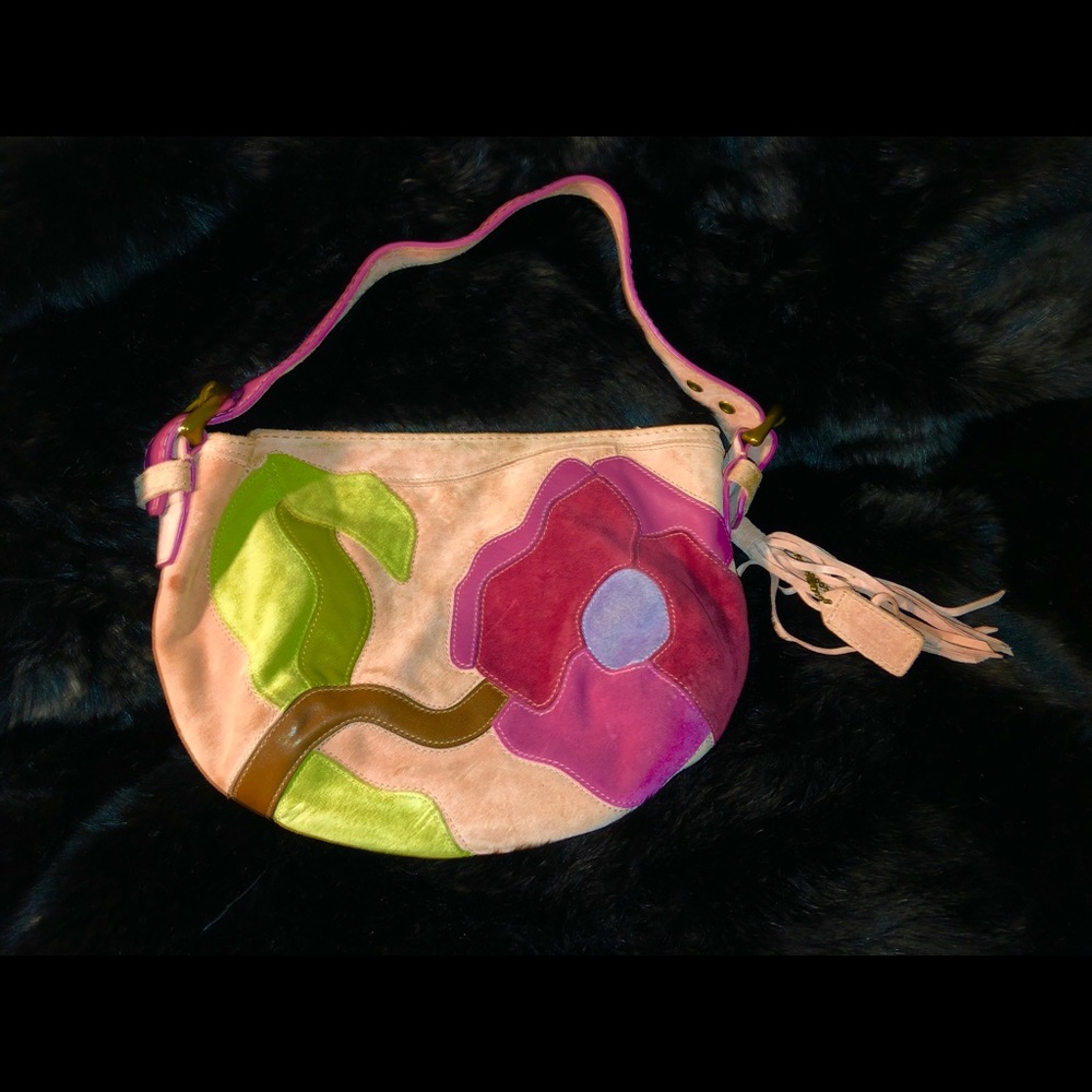 COACH floral suede bag